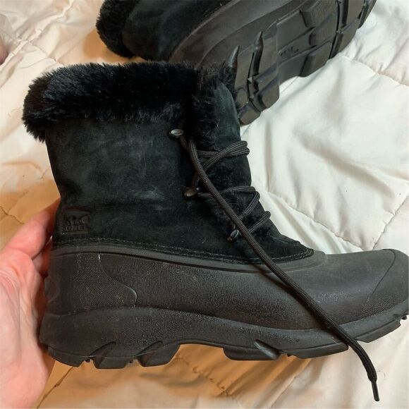 Sorel Women's Snow Angel Black Ankle Boots Size 8 Winter Lace Up - Picture 5 of 8